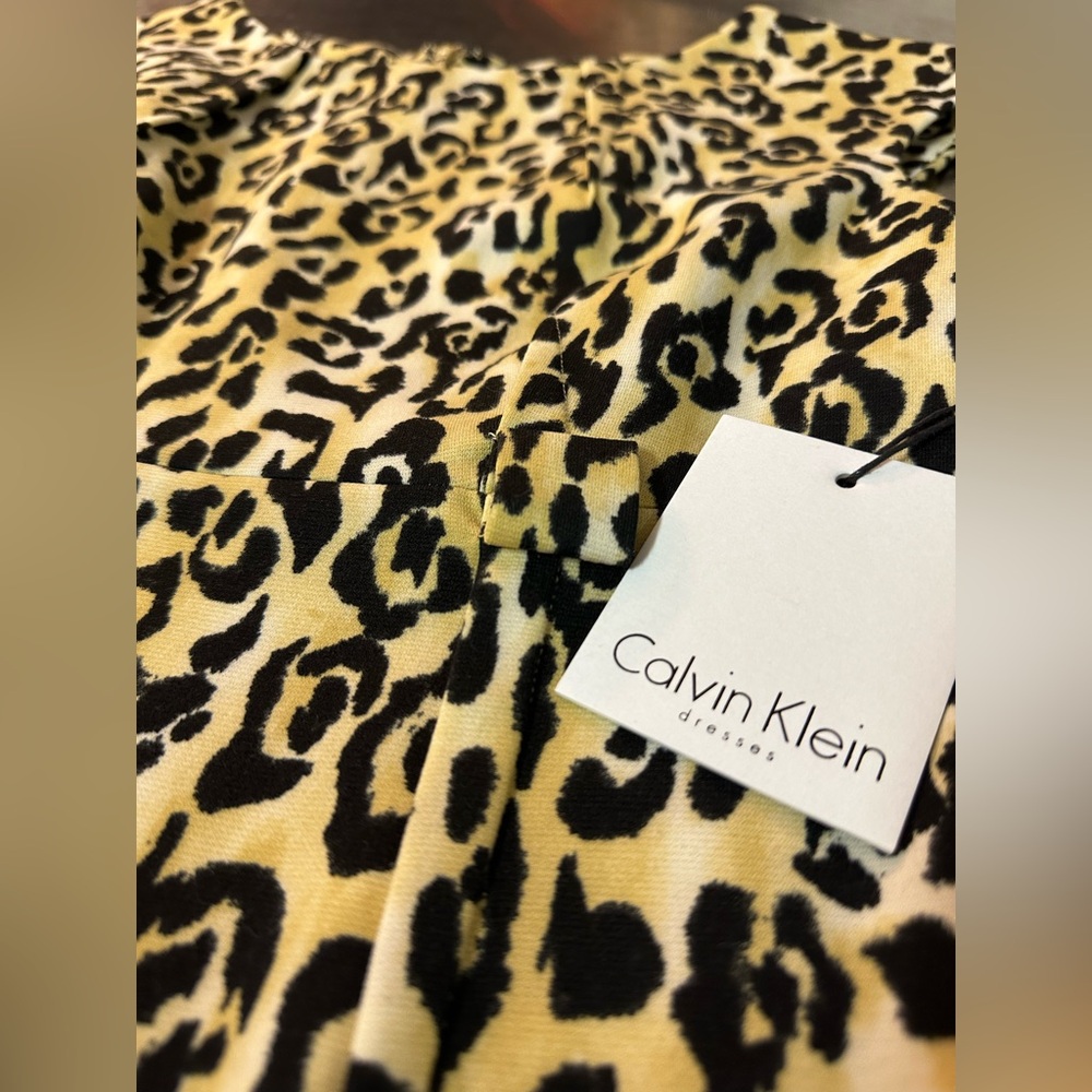 Calvin Klein Animal Print Dress in Black and Tan - Picture 2 of 7